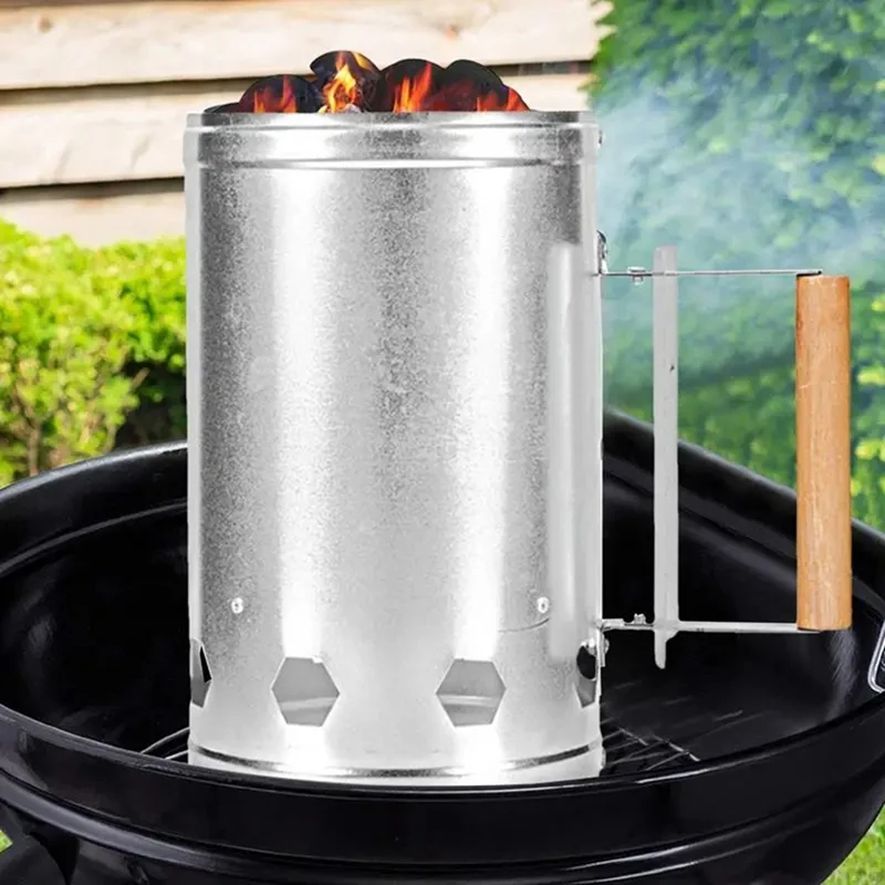 

Metal Ignition Charcoal Barrel Fast Fire Start Bucket With Handle Outdoor Camping Carbon BBQ Rack Tools Fire Burning