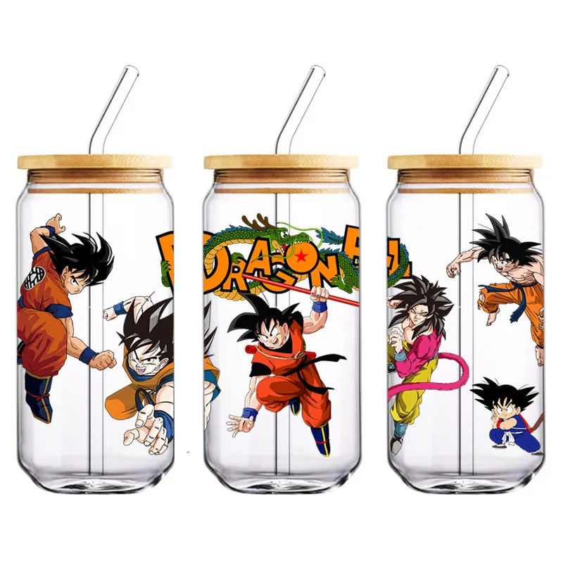 لعبة دراغون بول 16 أوقية الأشعة فوق البنفسجية DTF كأس التفاف Libbey الزجاج البيرة يمكن بهلوان نقل أنيمي ثلاثية الأبعاد نقل ملصقات Libbey مقاوم للماء لتقوم بها بنفسك ملصق