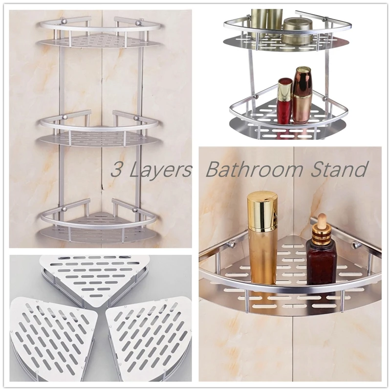 

Aluminum Alloy Shelf Large Single Storage Shower Soap Corner Shelves Wall Mounted Bathroom Organizer Floating Plate Tray Small