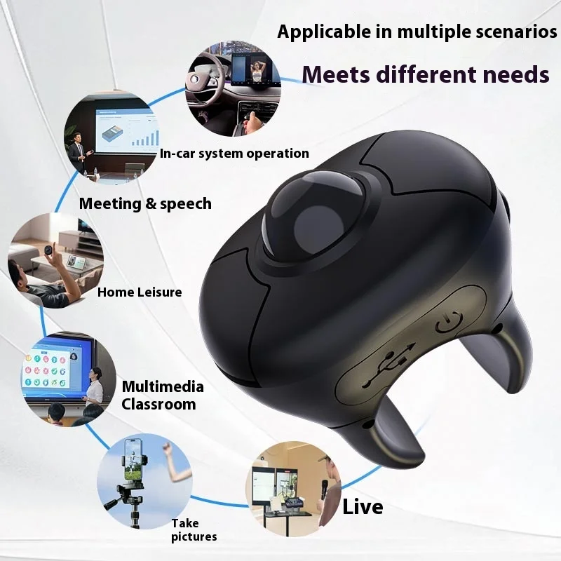 Mysz bezprzewodowa z trackballiem, pierścień kontrolny, tryb podwójny 2.4G Bluetooth, do krótkich filmów, przewracanie stron e-booków, mysz powietrzna do tabletu iOS, smartwatcha, samochodu, prezentacji PPT