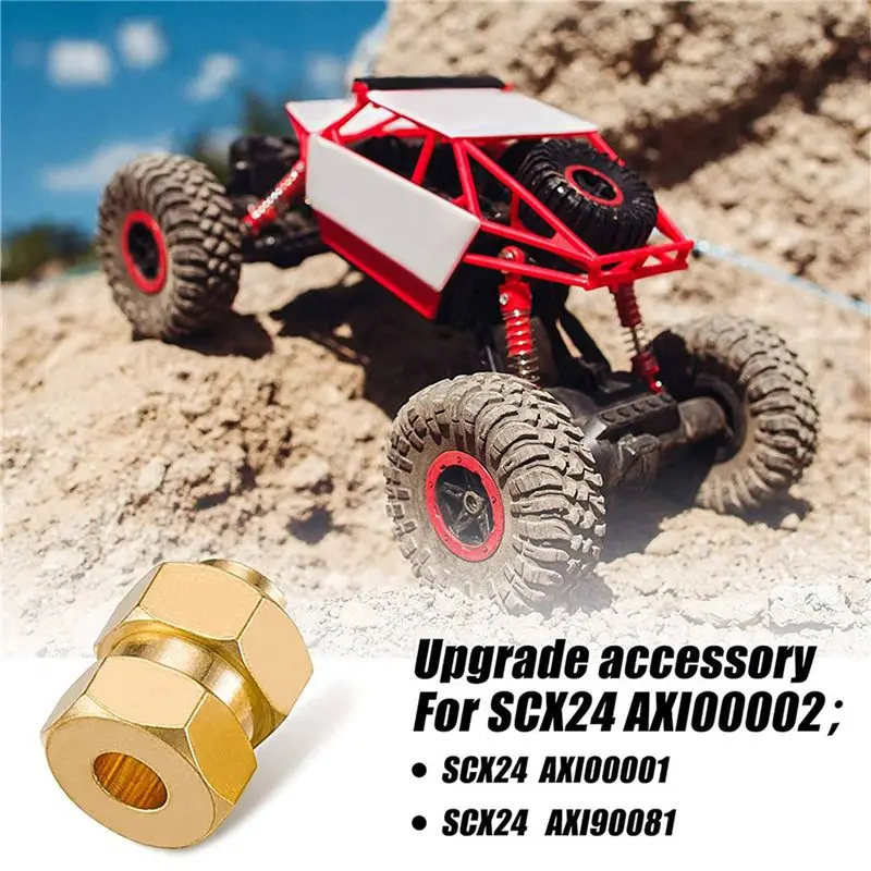 8Pcs Brass Extended 7Mm Hex Wheel Hubs Combiner 4Mm Widened For AXIAL SCX24 90081 1/24 RC Crawler Car Upgrades Parts