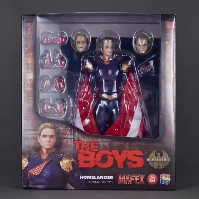 Figura de acción Homelander de Mafex Medicom Toy, artículo derivado de la película The Boys, modelo coleccionable en caja para exhibición de adultos.