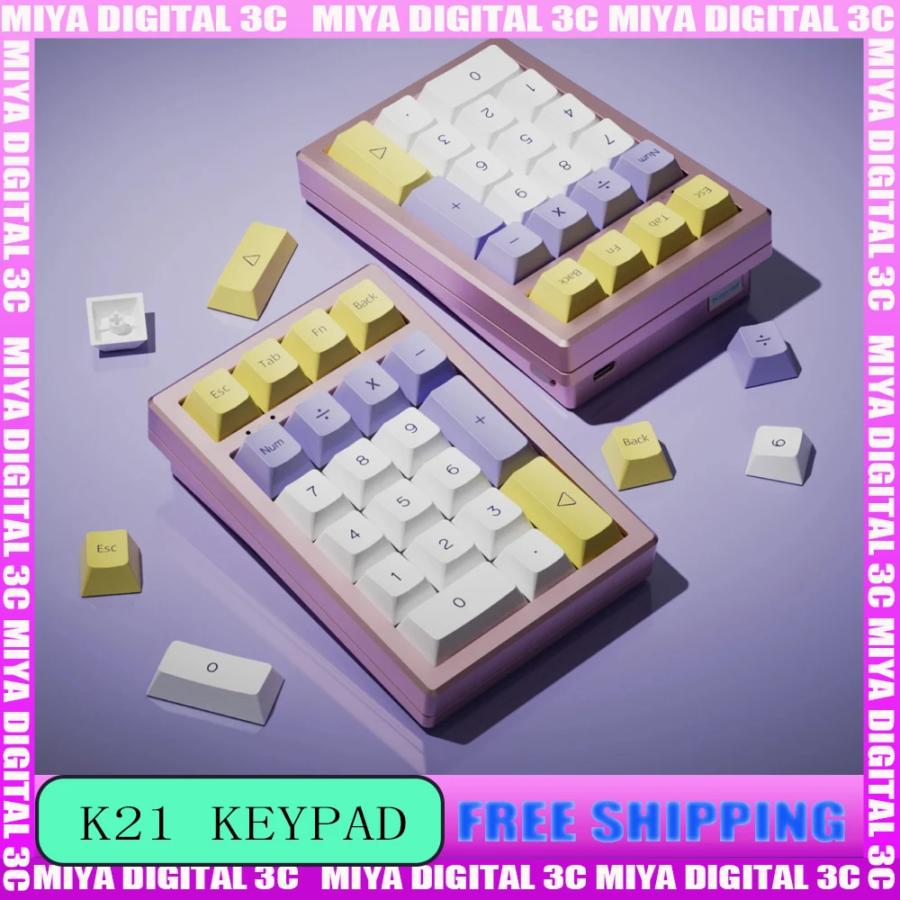 

Keycool K21MAX Mechanical Keyboard Aluminum Alloy Three Mode Wireless Mini Numpad Keyboard RGB Hot Swap ErgonomicsOffice Gifts
