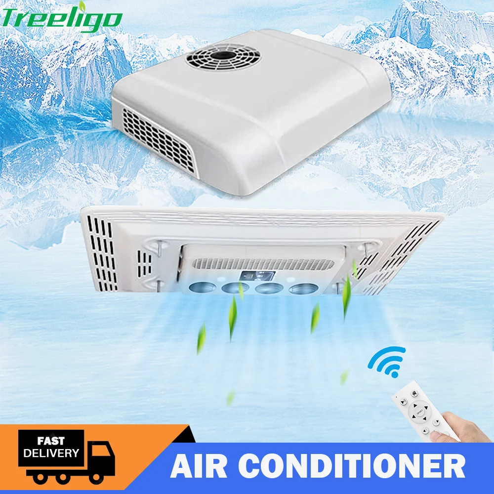 Treelig 10500BTU 12V Electric Car RV Air Conditioner Conditioning 24V for Trunk Bus Camper Excavators Harvesters Motorhome