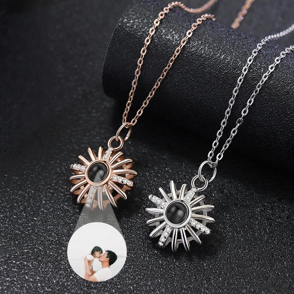 

Custom Photo Necklace Projection Photo Jewellery Women Silver 925 Halloween Pendant Christmas Gifts Copper Material Necklace