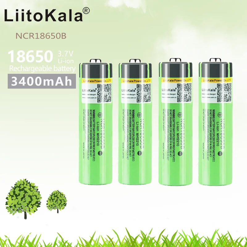 LiitoKala 18650 3400mAh battery 3.7V NCR18650B Li-ion Rechargebale battery 18650 3400 Battery