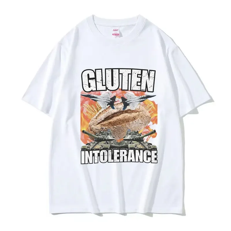 مضحك الغلوتين عدم برداشت ميمي الجرافيك تي شيرت الرجال النساء ريترو موضة قصيرة الأكمام تي شيرت Harajuku المتضخم تنفس #2