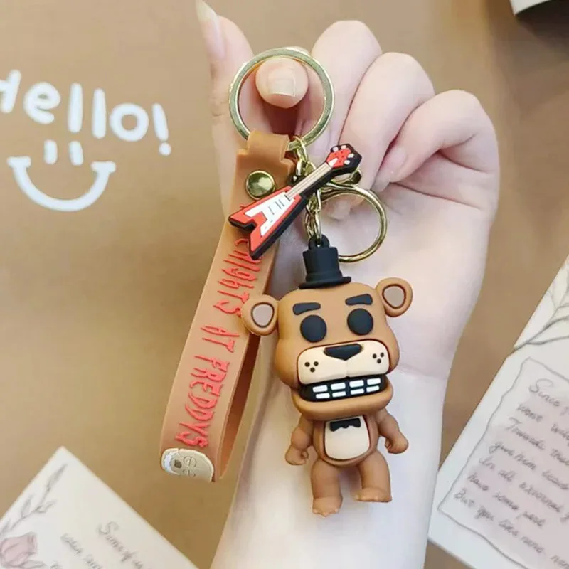 5PCS Wholesale Cartoon Game Action Figure FNAF Freddy's Fazbear Bear Doll Model Toy Five Nights Freddy Keychain For Gift