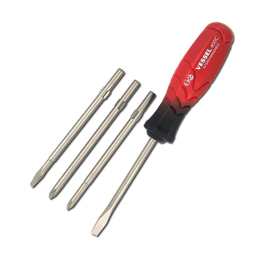 Japan VESSEL 4 in 1 Non-slip Screwdriver Set with 4 Replacement Bits Grip Screwdriver Sets for Home Furniture DIY Repair TD-2100