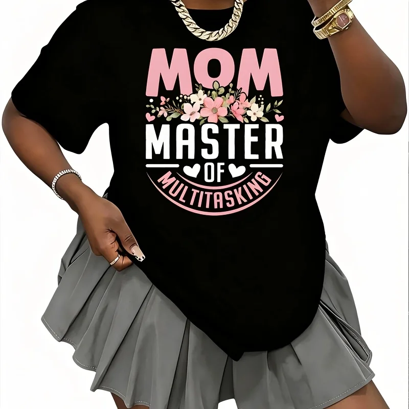 Master of Multitasking Mother's Day Women's 100% Cotton T-Shirt Fun Print Short Sleeve Top Casual Round Neck Tee S-5Xl