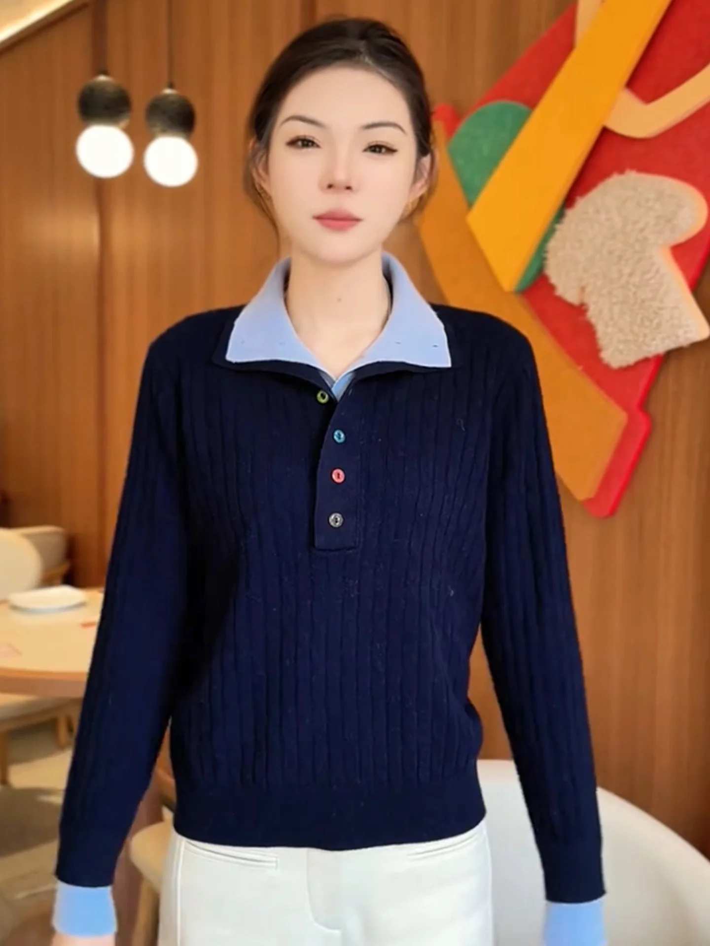 

Женский вязаный цветной свитер Blo, удобный корейский пуловер Long Sve Crew Ne, зимний модный топ для поездок на работу