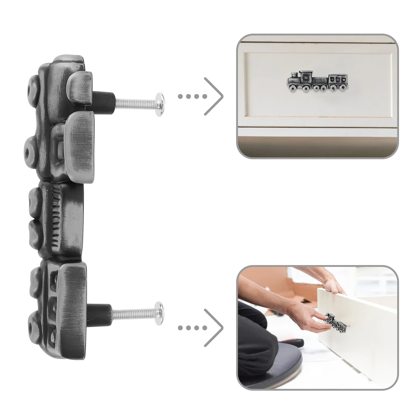 มือจับตู้ลิ้นชักแบบเรียบหรู ทนทาน 1 ชุด สำหรับตู้เสื้อผ้า ประตูบ้าน เฟอร์นิเจอร์ สีเทา