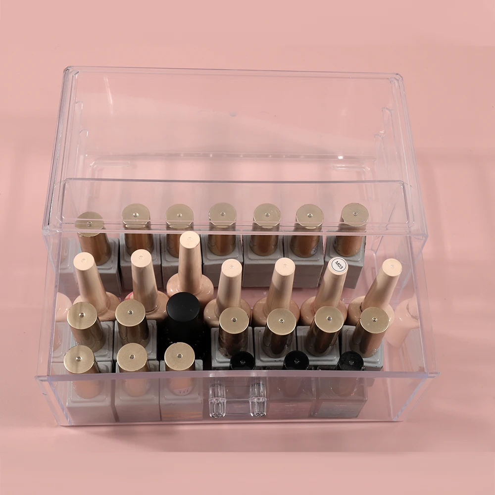 1 قطعة مسمار الفن مستطيل صندوق تخزين شفاف مسمار حجر الراين فرشاة القلم عازلة طحن الملفات المنظم الحاويات