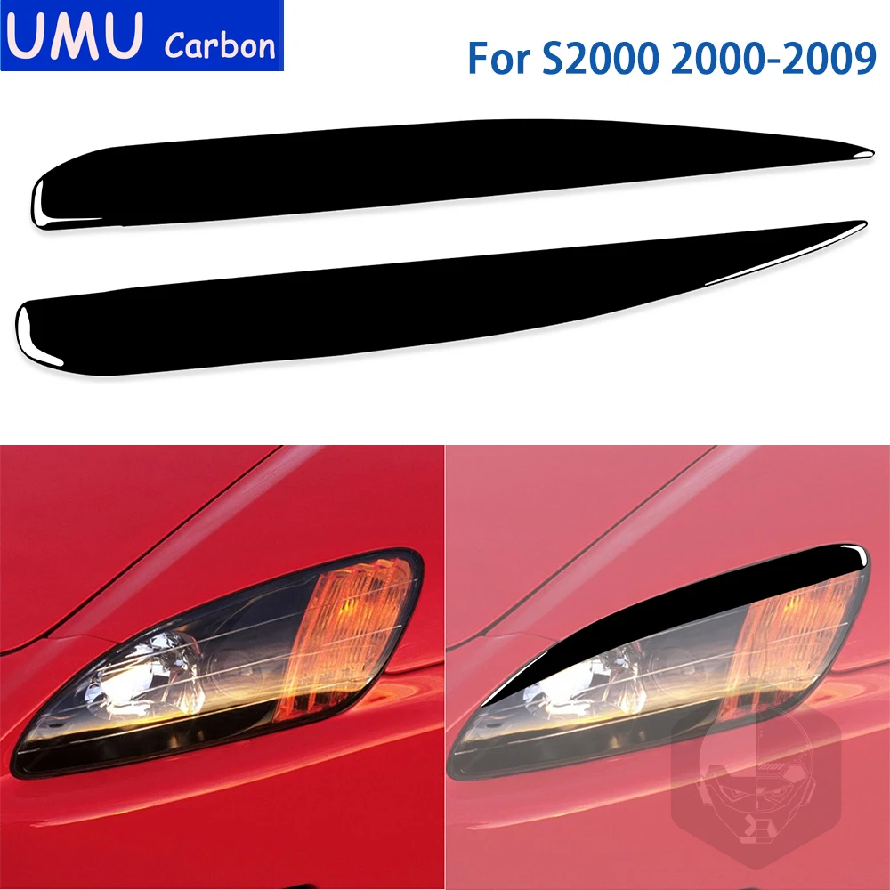 

For Honda S2000 2000-2009 Accessories Car Black Plastic Exterior Lamp Eyebrow Trim Sticker Decoration