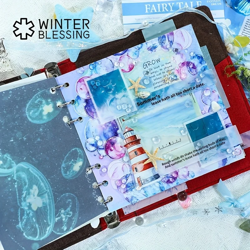 2m cenário à beira-mar pet washi fita praia cenário rolo transparente adesivos fita adesiva decorativa para scrapbooking diário