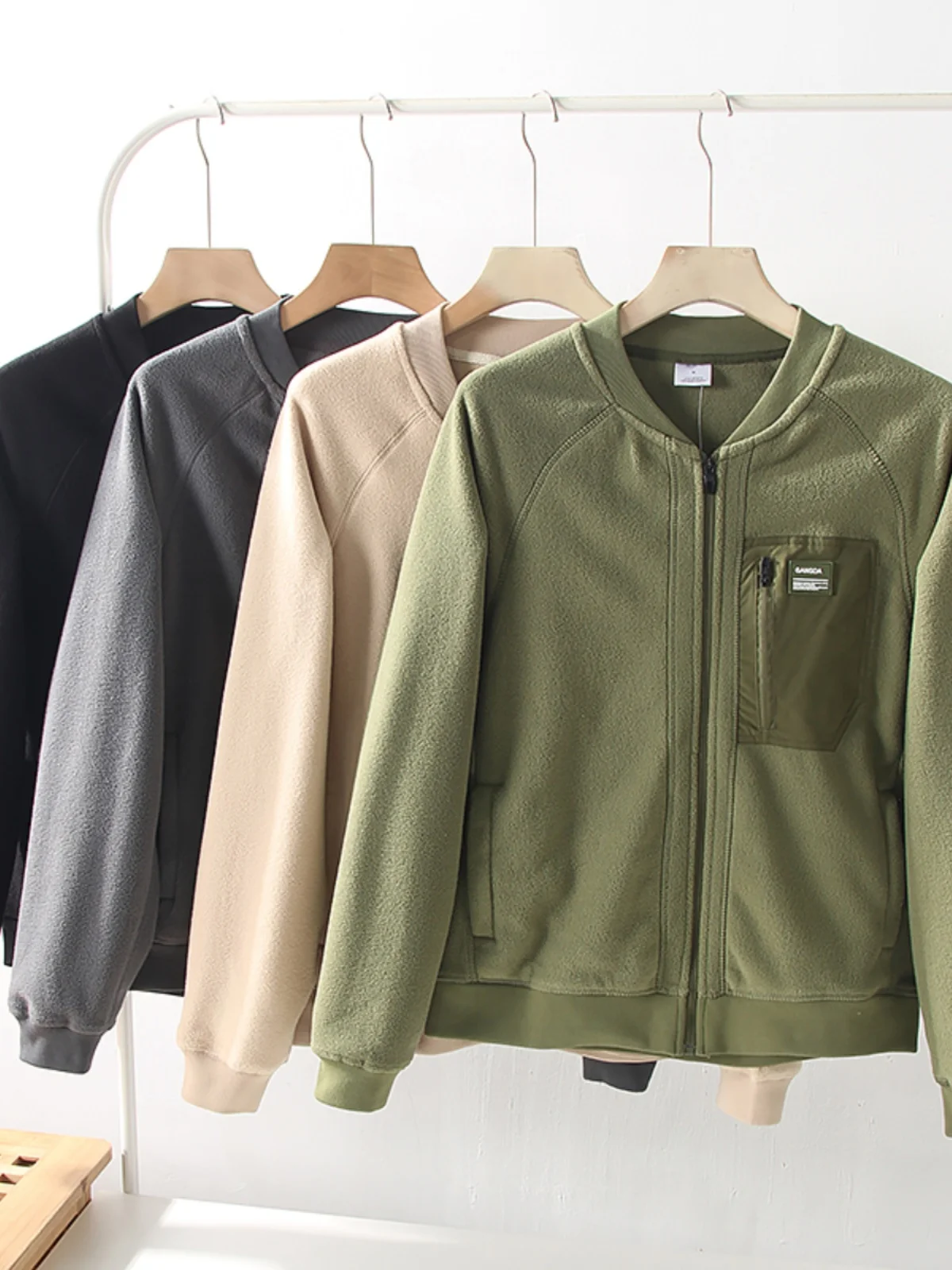 

Мужская теплая повседневная куртка-бомбер с двусторонней флисовой подкладкой, осенне-зимняя верхняя одежда с длинными рукавами и воротником-стойкой