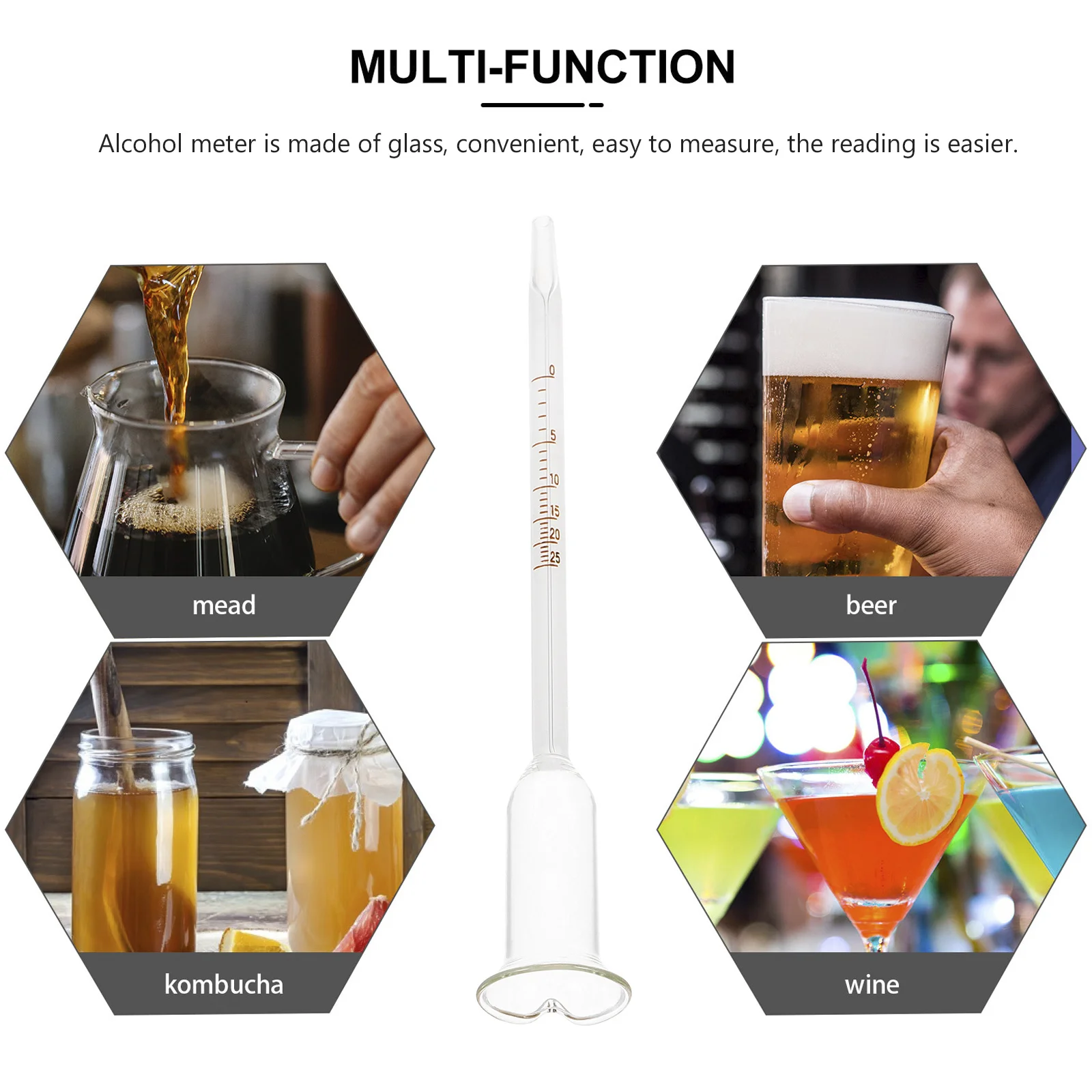 

Glass Alcohol Hydrometer Professional Alcoholmeter for Wine Liquor Testing Home Brewing Fermentation Measuring Tool