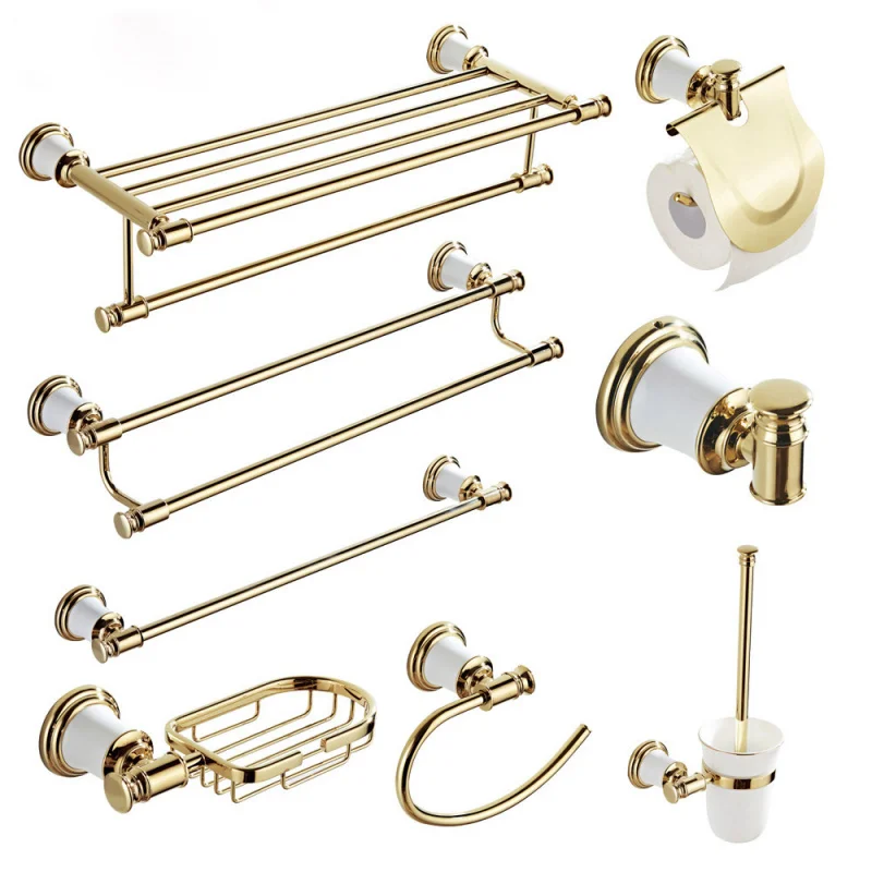 Bathroom hardware rack platinum light luxury simple American towel rack set quick installation