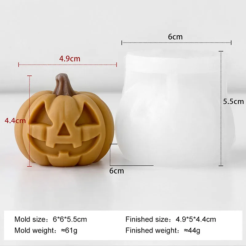 Halloween-Kürbis-Duftkerzen-Silikonform, Simulierte Teufel-Kürbis-Geister-Gipsformen, Süßigkeiten-Schokoladen-Backform