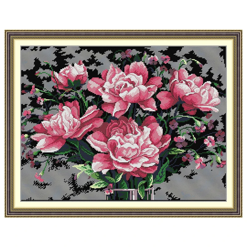Peony Bouquet  Patterns Counted Cross Stitch Set DIY 11CT 14CT 16CT HD Stamped DMC Cross-stitch Kit Embroidery Needlework Crafts