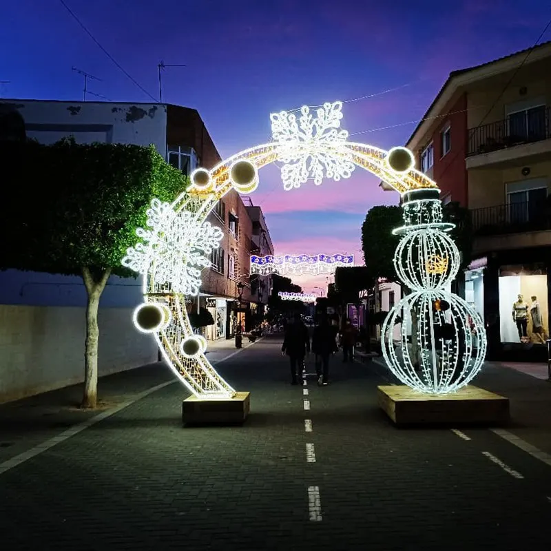 custom.Led outdoor Holiday Street Garden Park Square decorated tunnel waterproof metal arch 3D motif lights