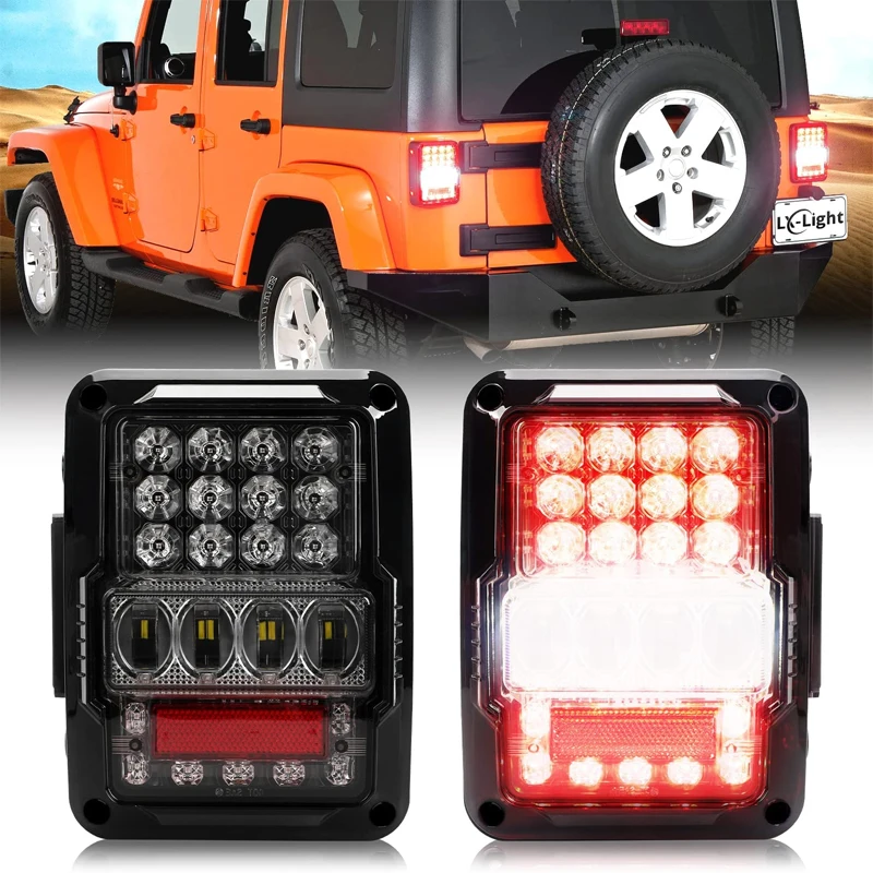 

Задние фонари, дымовые линзы для Jeep Wrangler JK 2007 2008 2009-2017 DRL, тормозной сигнал заднего поворота, задний фонарь в сборе