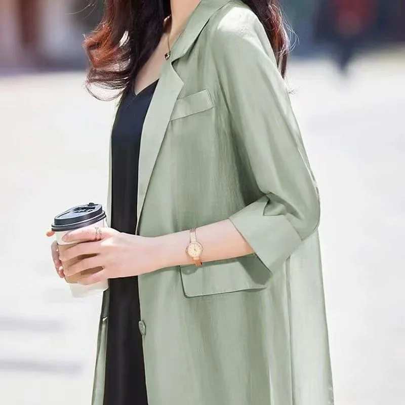 

Fashion Solid Color Button Spliced Loose Korean Blazers Women Clothing Summer New Casual Tops All-match Office Lady Blazer N183