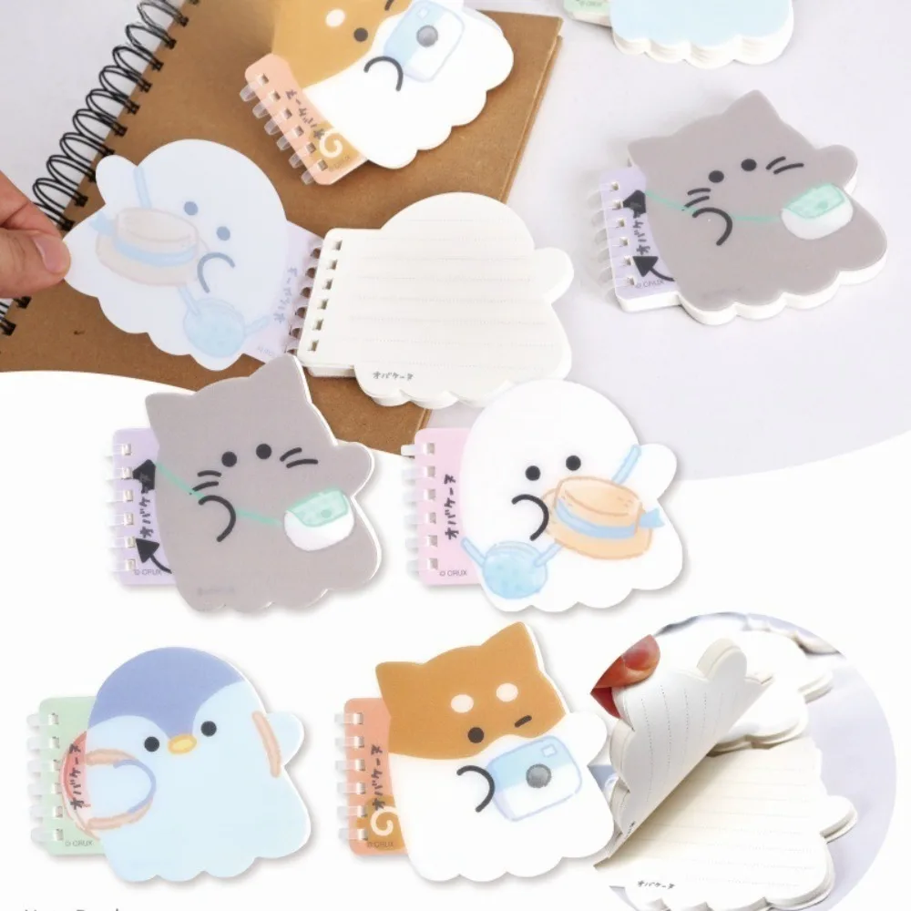 Mini Waterproof Pocket Notebooks Cartoon Animal Irregular Pocket Notepads with Lined Pages, Spiral Notebook Portable Memo Pads