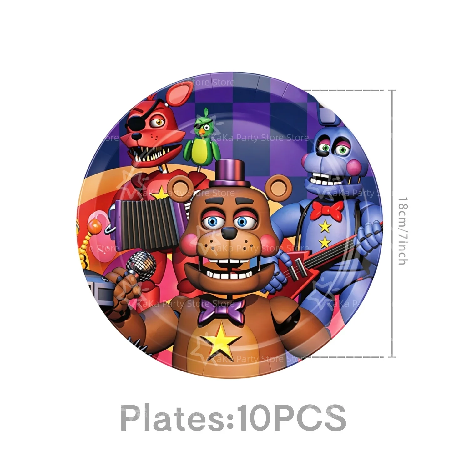 FNAF Five Nights Freddy's Geburtstagsparty-Dekoration Tischware Tischdecke Teller Becher Tasche Serviette Banner Party-Zubehör – Detail 4