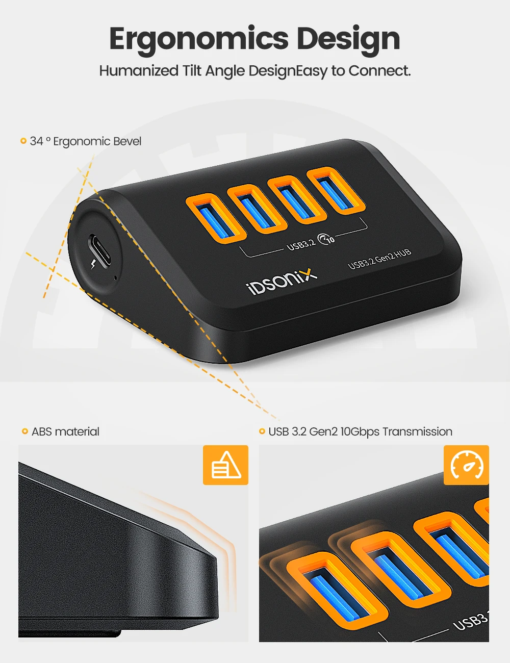 Imagem -06 - Idsonix-usb 3.0 Hub Leitor de Cartão sd e tf Docking Station 10gbps 5gbps Alta Velocidade Usb a Dados c Laptop Macbook Portas 3.2