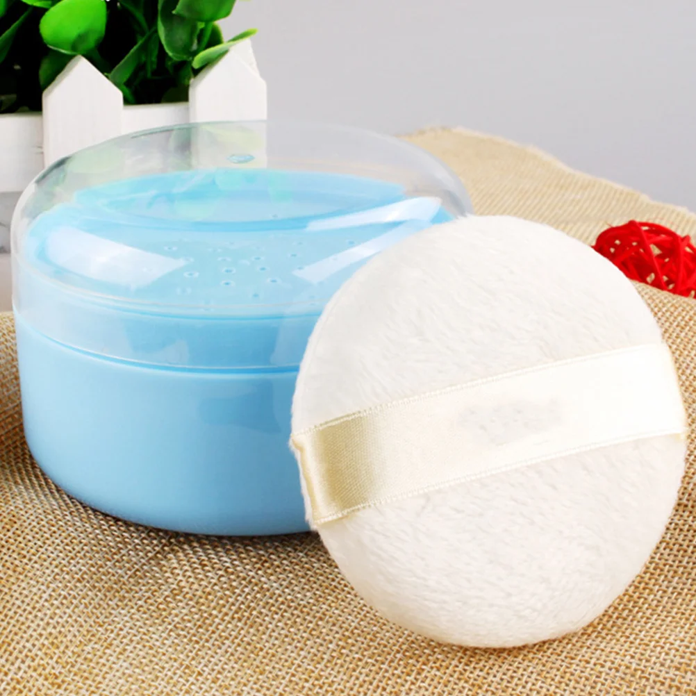 2 pezzi scatola per soffio di cipria per bambini utile custodia per soffio di cipria per neonati scatola per soffio di cipria per la cura della pelle per neonati (blu)