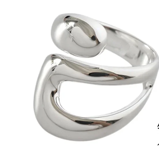 Women's Handmade Irregular Strip 925 Sterling Silver Ring
