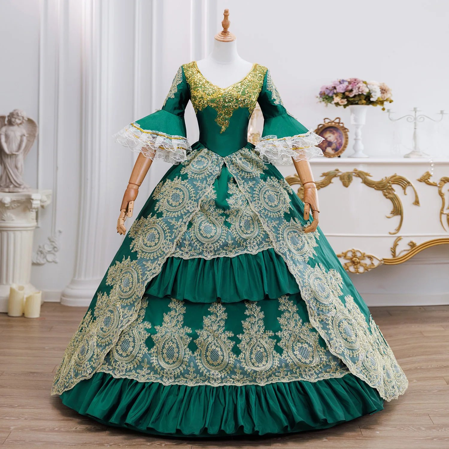 

Green Halloween Witch Court Costume Travel Photography Noble Queen Drama Drama Banquet Dress Dance Evening Dresses Luxury Party