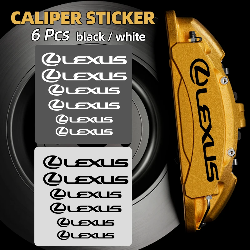 6 Adesivos de Caliper Resistentes a Altas Temperaturas para Modificação de Freios Lexus F SPORT Ct200h IS250 ES GS GX LS LX NX RX UX CT LC