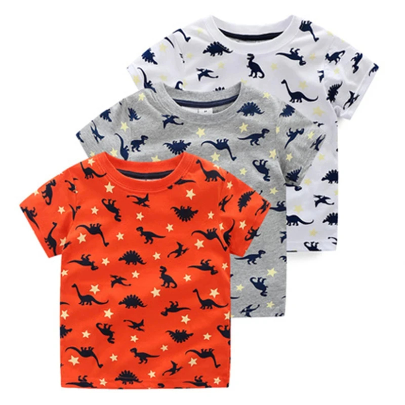 

new 3-7T kids boys summer Fashion cartoon dinosaur cotton short sleeve T shirt