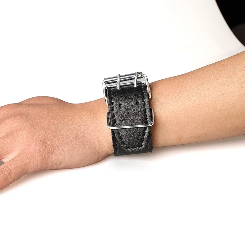 Modisches Casual-Armband Personalisiertes PU-Leder Uhrenarmband für Männer und Frauen Trendiges Hip-Hop Doppelreihiges Schnallenarmband Uhrenarmband – Detail 3