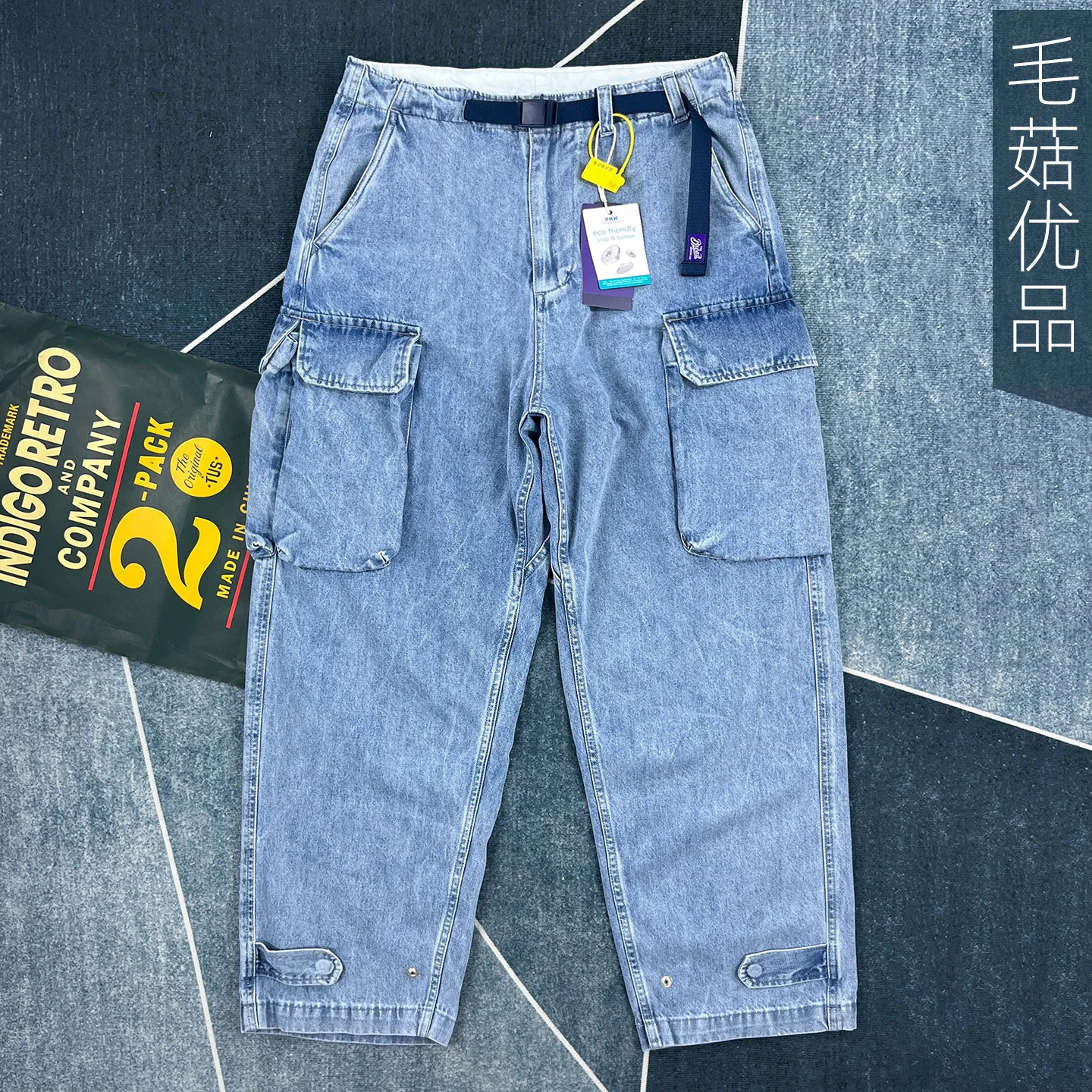 

Мужские джинсы Cityboy из тяжелого веса из 100% хлопка, свободные зауженные винтажные брюки-карго с широкими штанинами в американском стиле и карманами