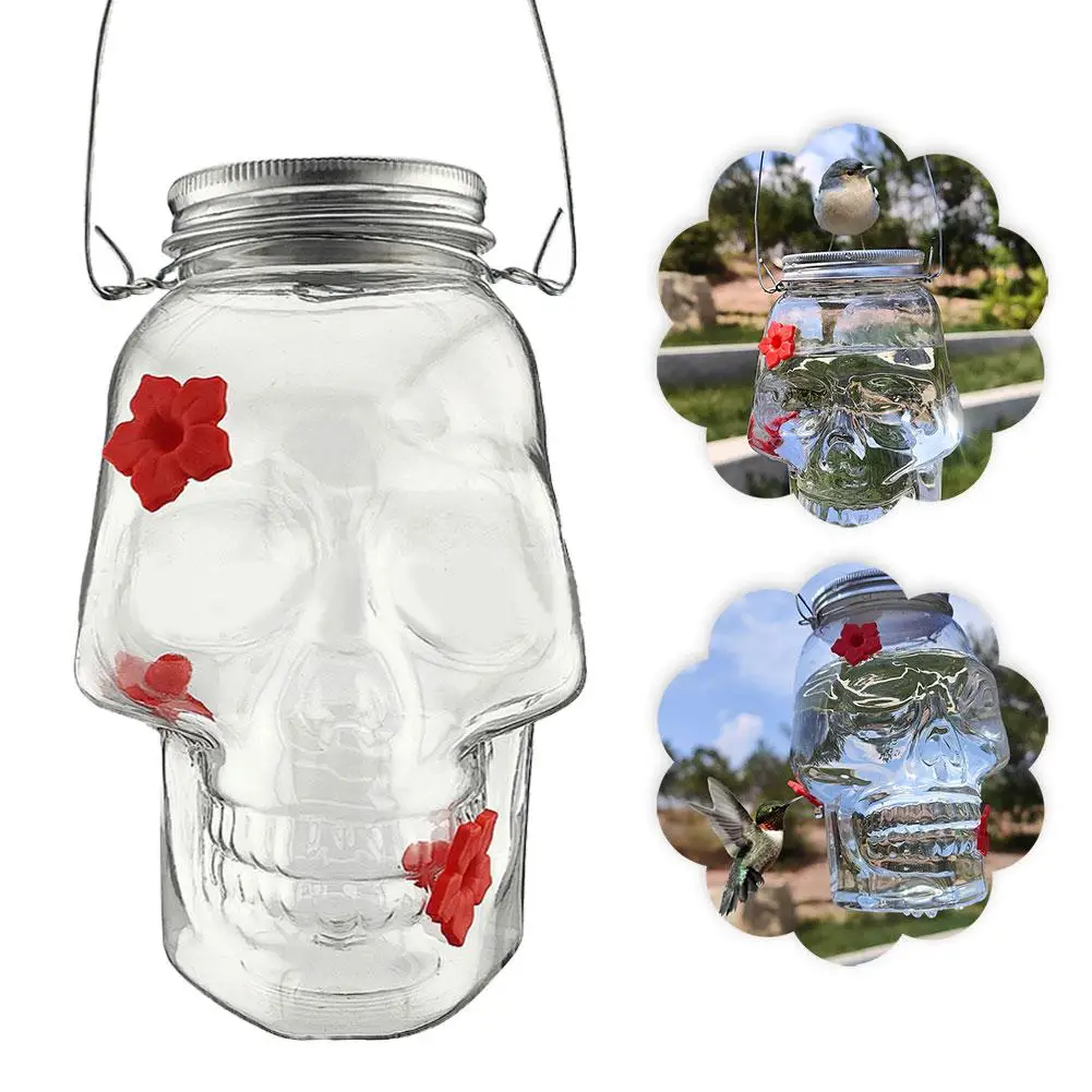 Skull Hummingbird Feeders For Outdoors Skeleton Shaped Wild Bird Feeders For Garden Weather And Water Resistant Bird Feeder O2w2