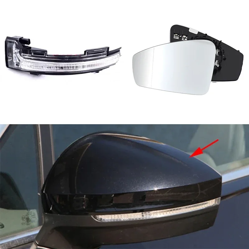 

Auto Left Right Heated Rear Mirror Glass Led Turn Signal Light Lamp For VW Touareg 2019 2020 2021 2022