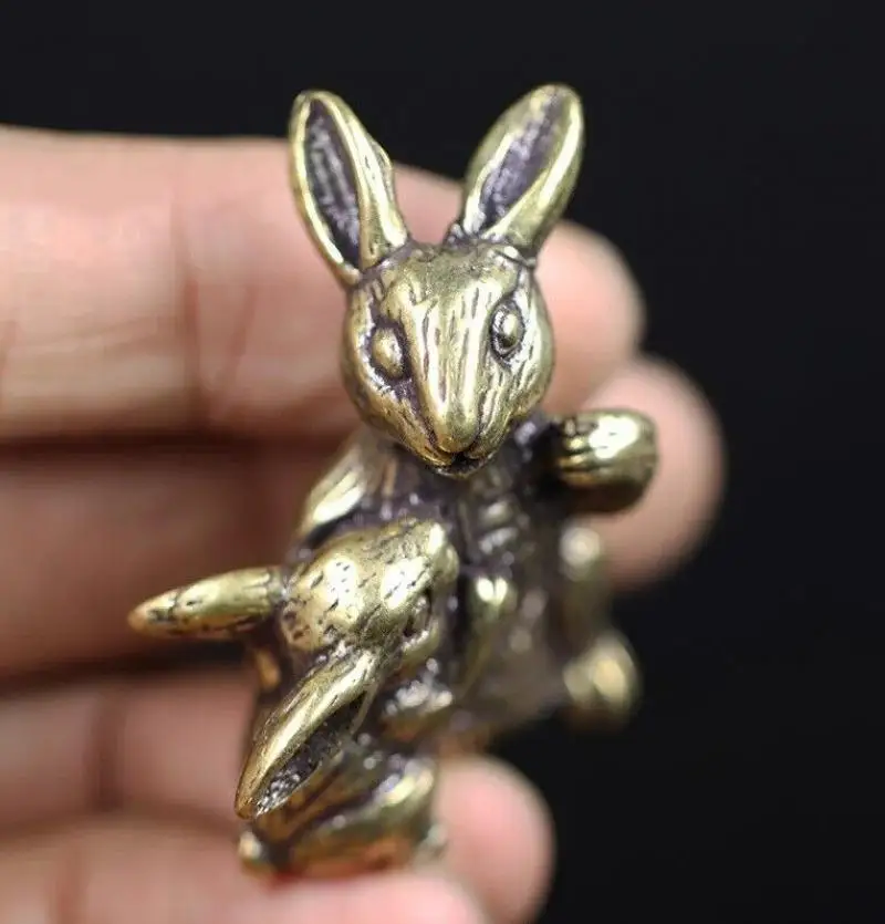 

Rabbit Brass Animal Statue Small Sculpture Tabletop Figurine Home Decor Gifts