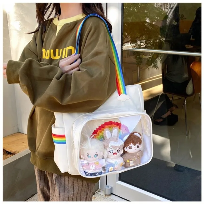 Richme Rainbow Ita Bags Women Individuality Y2K Aesthetic Designer Tote Bag Female Casual Nylon Shoulder Bolso Mujer with Insert