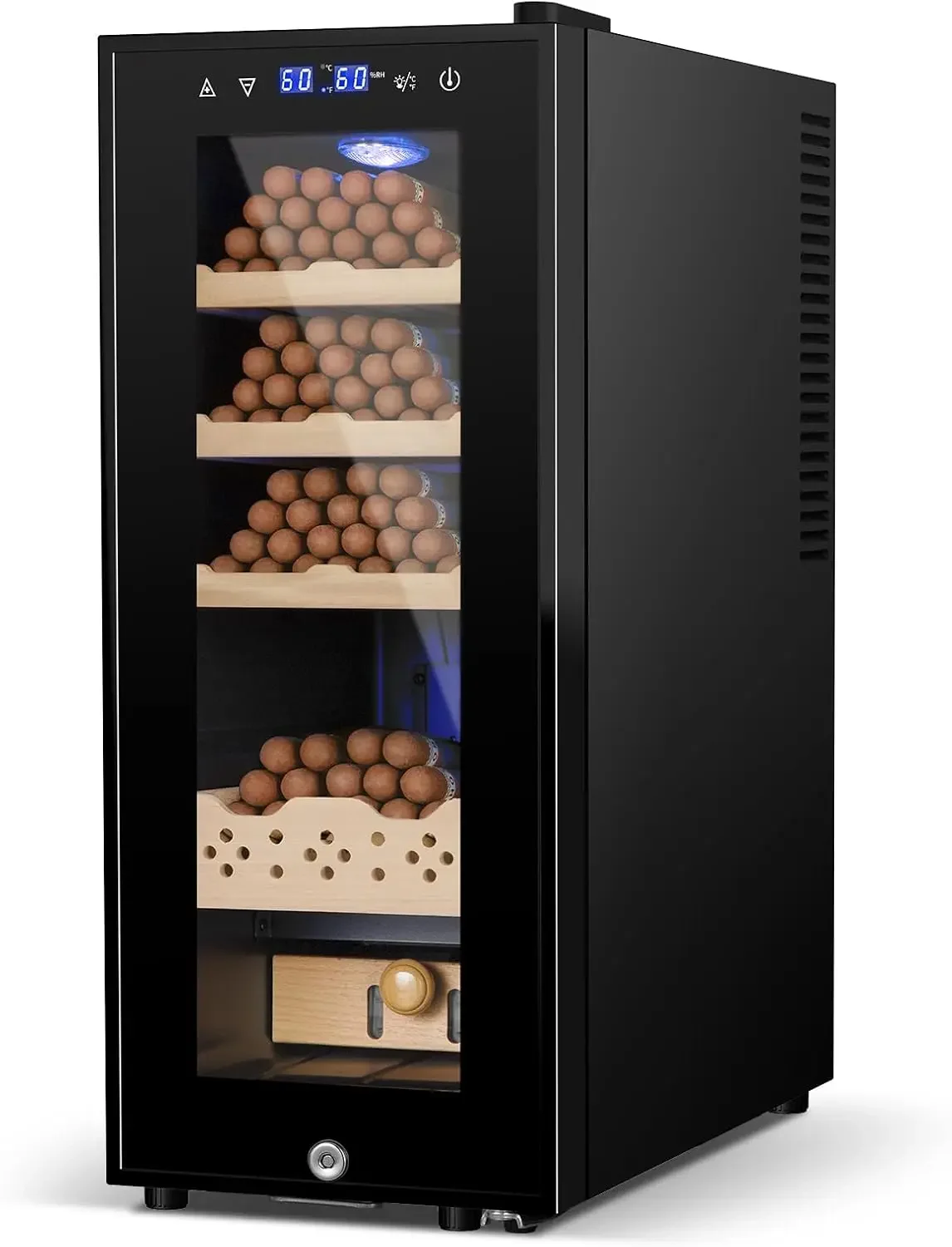 35L Cigar Electric Humidor, 250 Counts Large Capacity Thermostatic Electric Cigar Cooler Cabinet with Digital LED Screen