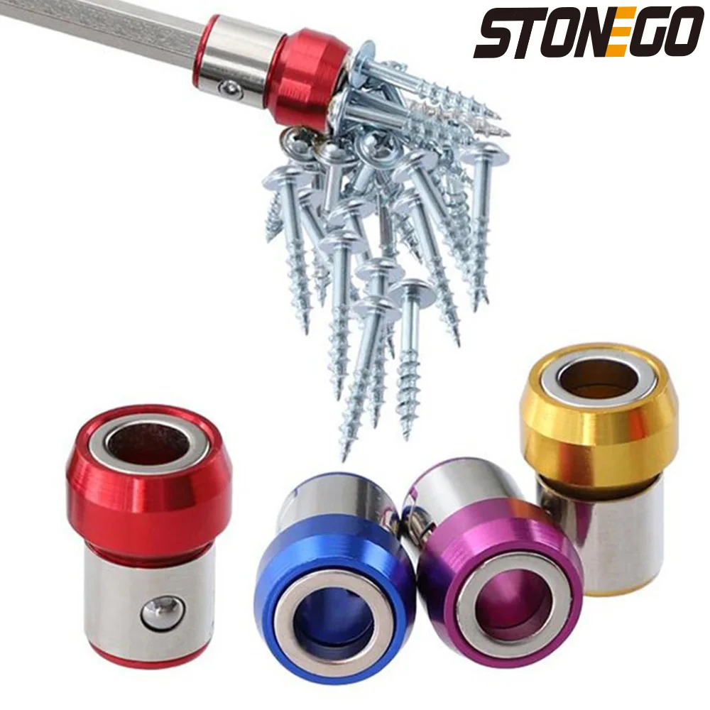 STONEGO Magnetic Bit Holder with Strong Magnetizer - Magnetic Ring for Hex Screwdriver Bit