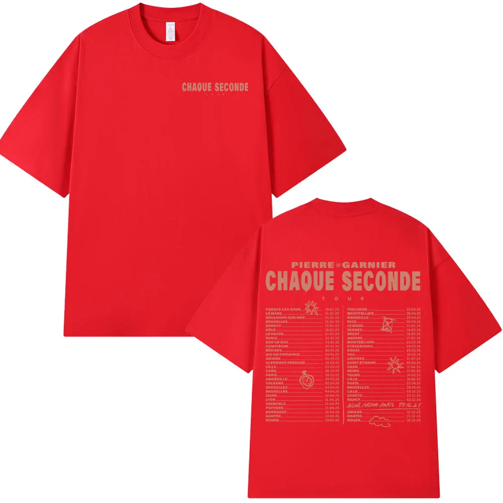 Hip Hop Mode Frauen Casual Übergroße Y2k 2025 Sommer Pierre Garnier Chaque Seconde Tour Merch 100 % Reine Baumwolle Gedruckt T-shirt