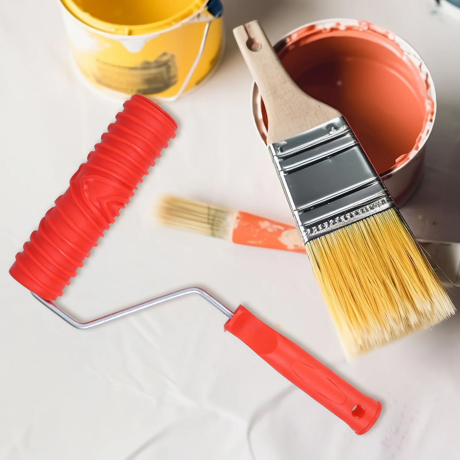 

Wood Grain Roller Set Staining Paint Roller for Wall Decoration Red Plastic DIY Tool Masonry Texture Painting Set