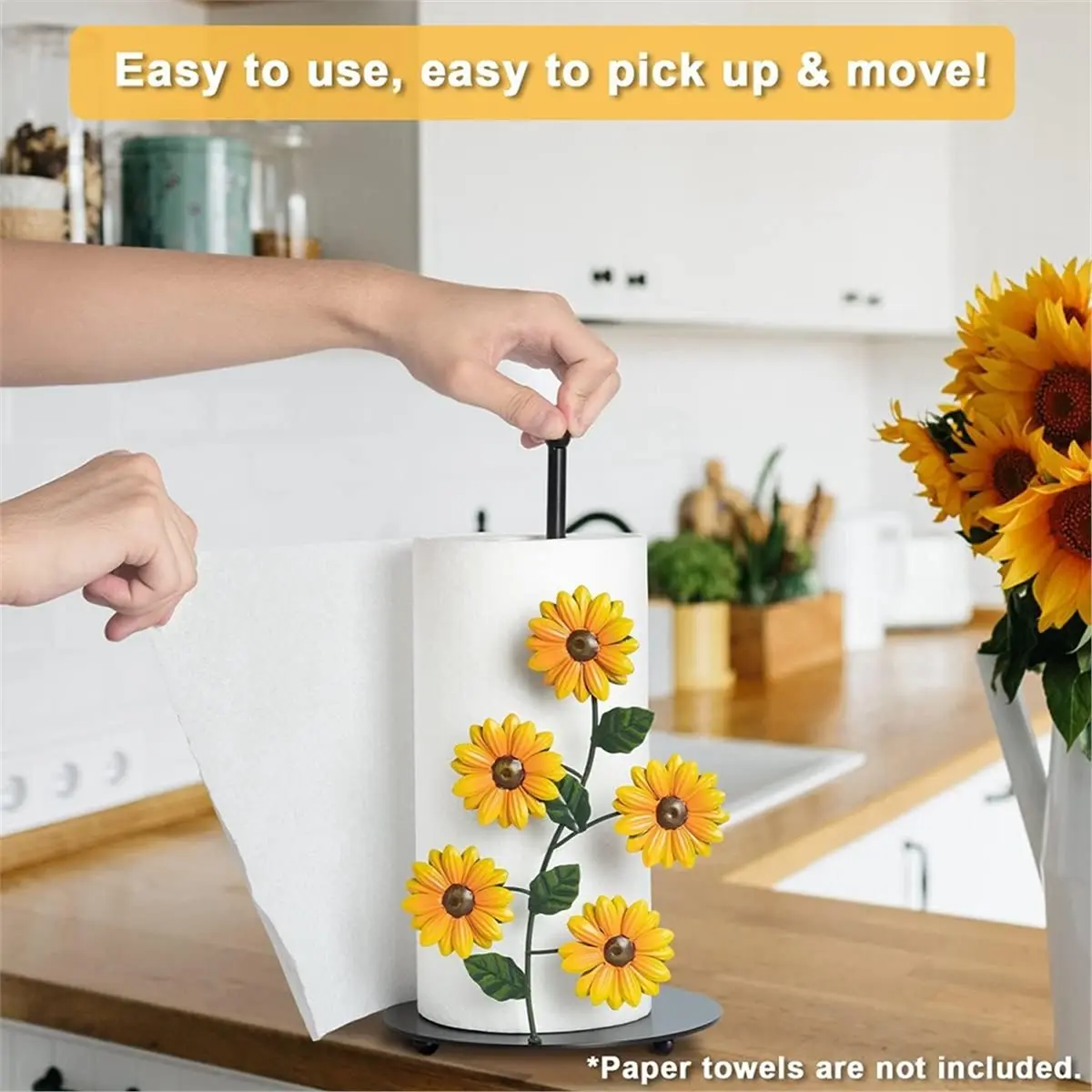 【AT48】 NEW Sunflower Paper Towel Holder Sunflower Kitchen Decor and Accessories Farmhouse Paper Towel Holder Cute Kitchen Decor