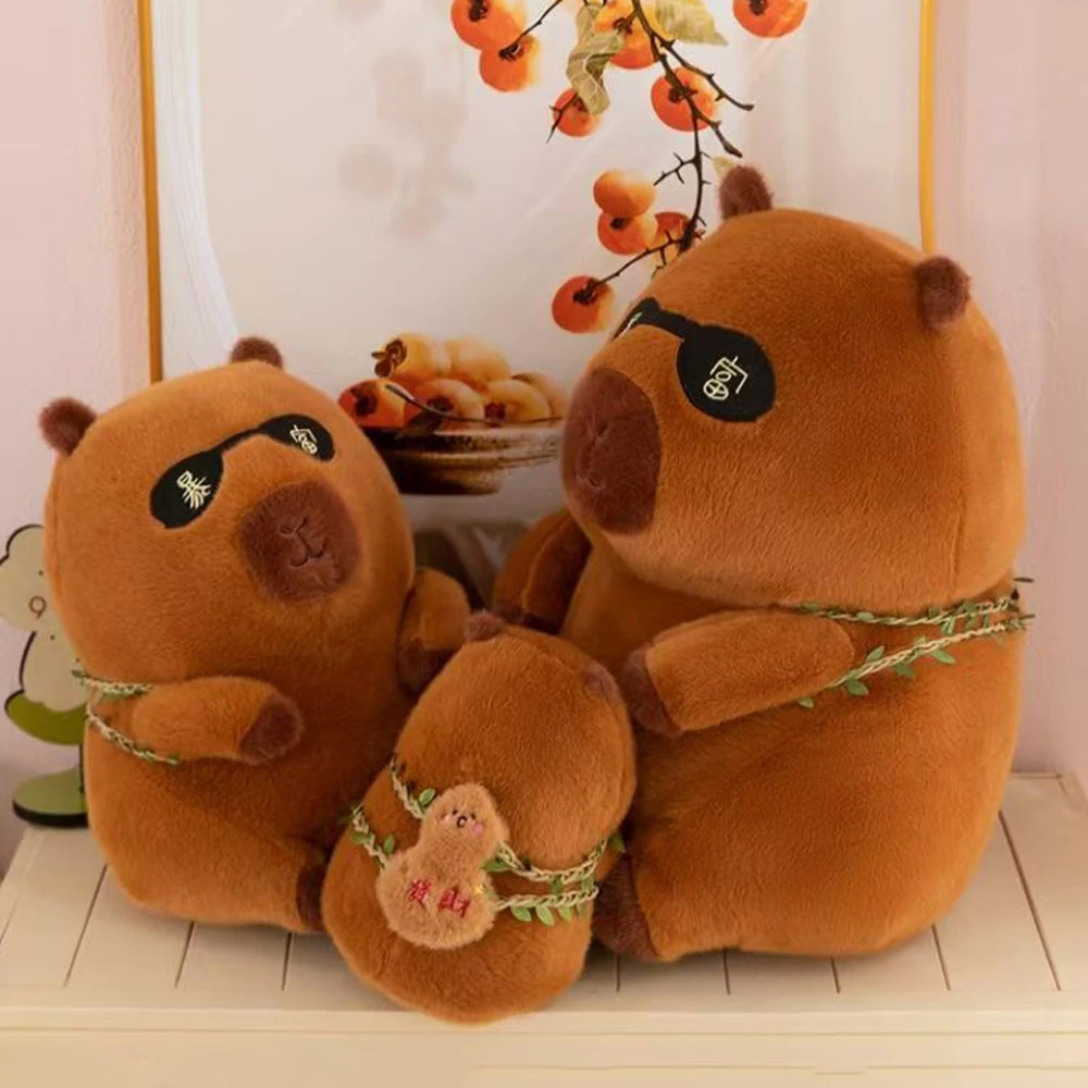 Kreatywna Pluszowa Kapibara \"Być Bogatym\", Plecak Tykwa, Puszysta Kapibara, Bawełniana Lalka, Urocza Kapibara, Wypchana Lalka, Dekoracja Pokoju