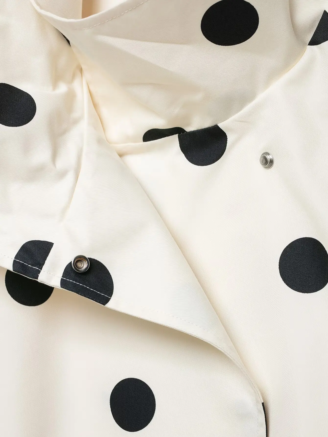 Damenmode Vintage Polka Dots Jacke mit Taschen und Stehkragen Frühling Herbst Langarmjacke Urlaubsoutfits für Frauen – Detail 12