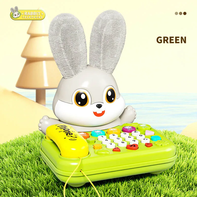 Bebê quebra-cabeça som luz bonito coelho telefone volume ajustável contar histórias cantando crianças iluminação educação precoce máquina
