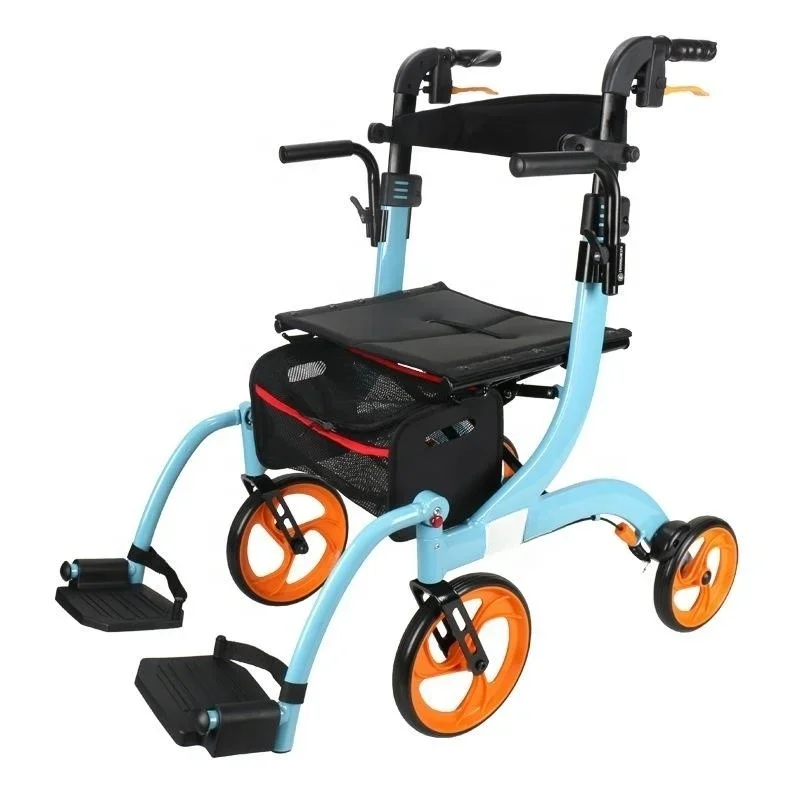 Rollator Walker Four-wheeled Vehicle Shopping Cart Walker Elderly Assisted Travel Manual Multi-function